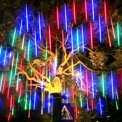 2025 New Product Meteor Lights Tube Waterproof LED Lights Falling Rain Fairy Lights for Christmas Wedding Party Trees House Garden
